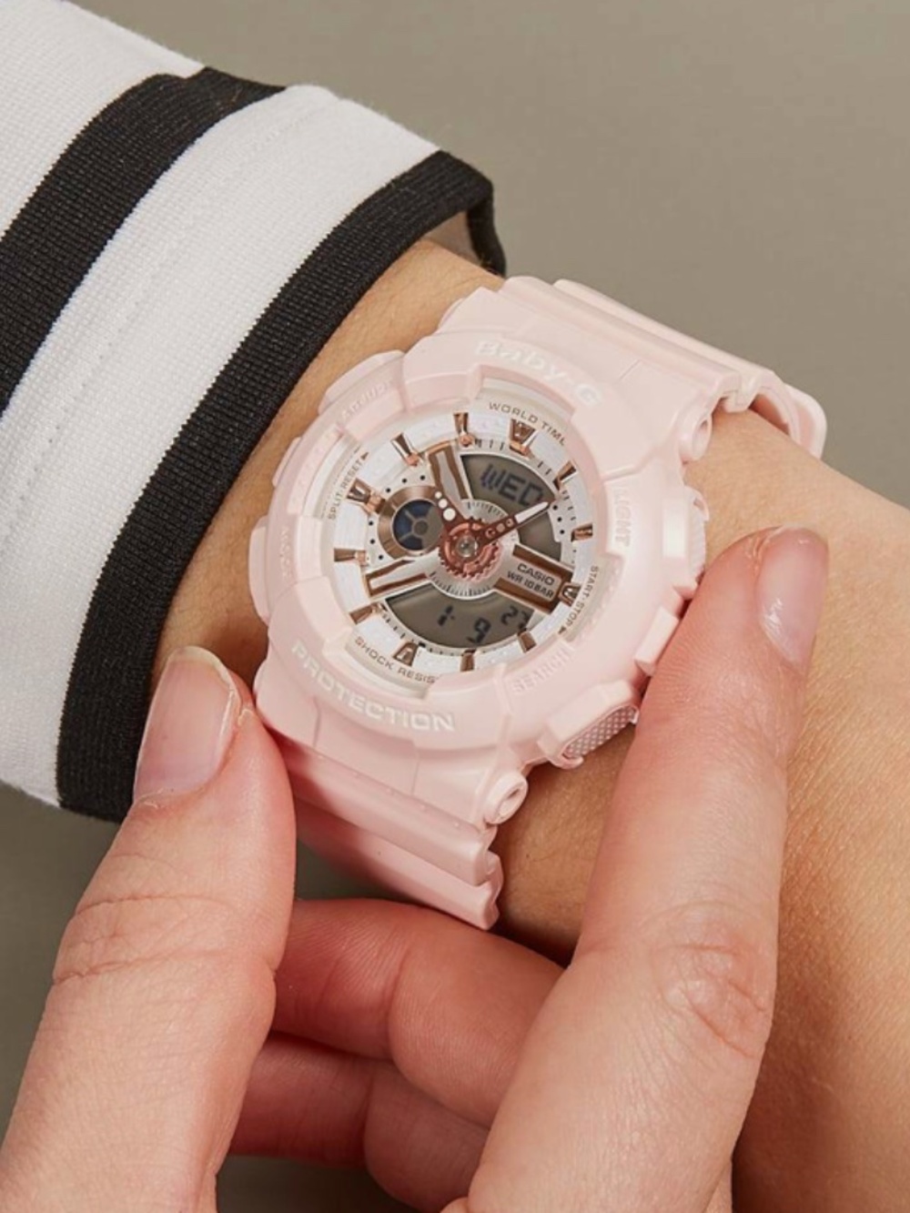 New Casio Baby-G BA-110 Series Watch Pink Resin Rose Trim Ana Digi BA110RG-4A